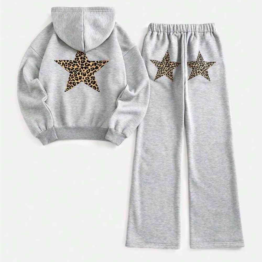 Gray Star Print Kids Pajamas